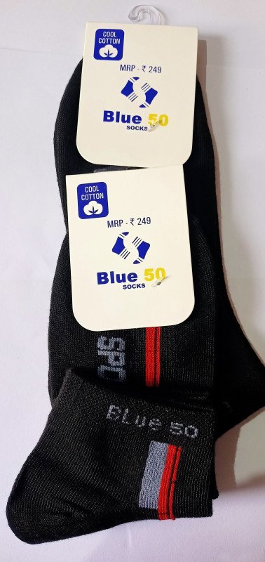 Blue50 Classic Cotton Black Colour Sport Socks